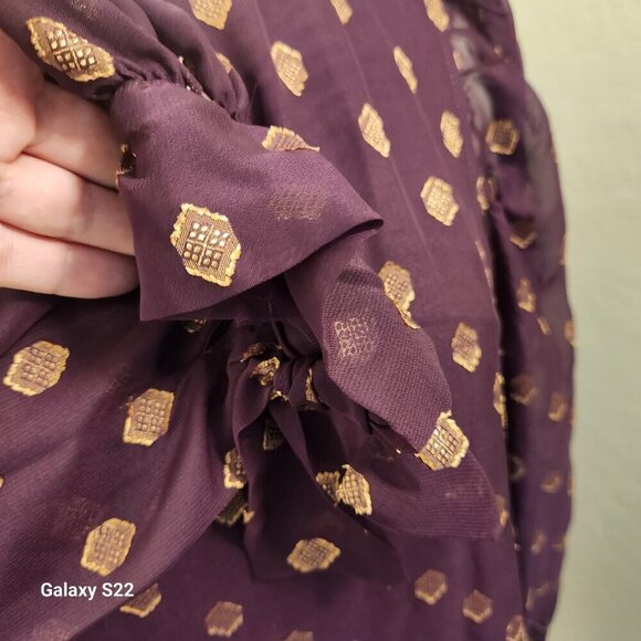 Calvin Klein Maroon and Gold Baby doll dress. NWT. Size 12 - Picture 3 of 12